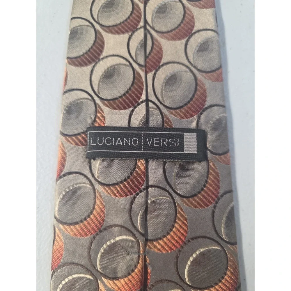 Luciano Versi Mens Classic Silk Tie Geometric Multicolor Designer Neckwear Work